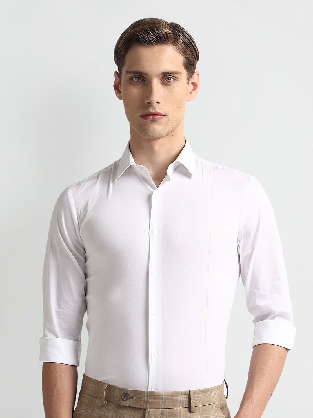 

Arrow New York Slim Fit Twill Spread Collar Long Sleeves Formal Shirt, White