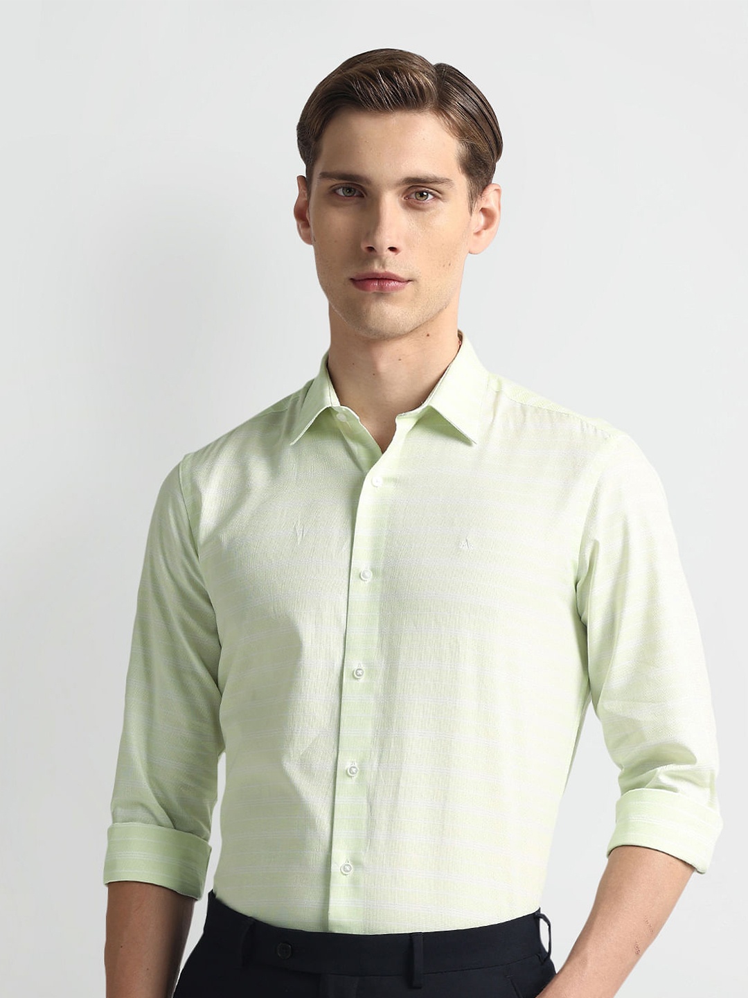 

Arrow New York Slim Fit Spread Collar Pure Cotton Formal Shirt, Green