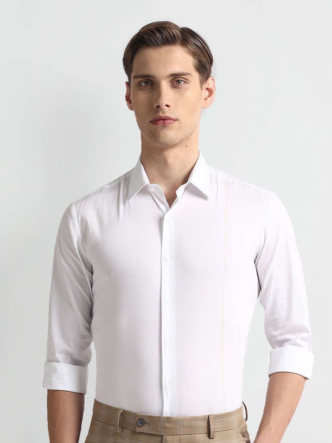 

Arrow New York Slim Fit Twill Spread Collar Long Sleeves Formal Shirt, White