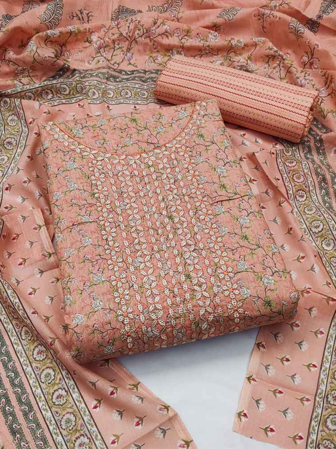 

faxofab Printed Unstitched Dress Material, Orange