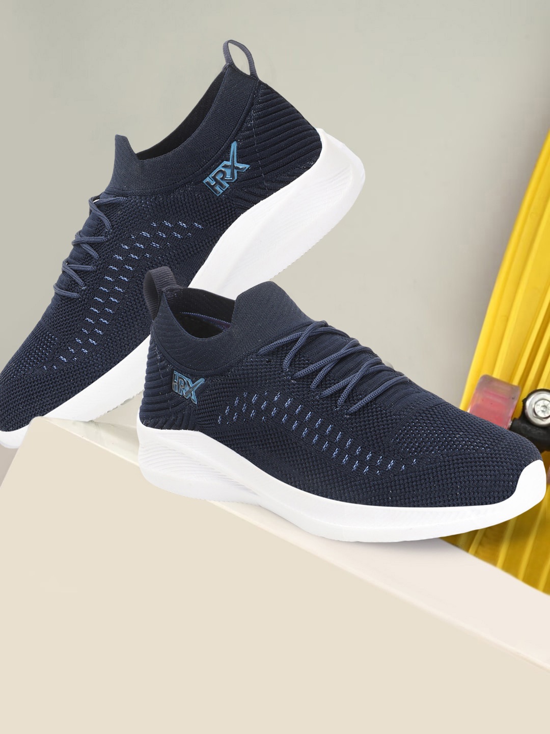 

HRX by Hrithik Roshan Men Navy Blue Textured Lace Up Lightweight Sneakers