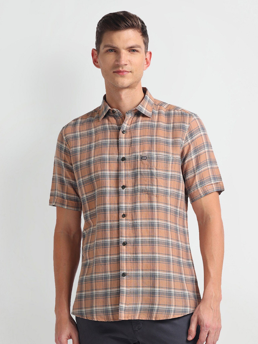 

Arrow Sport Tartan Checked Casual Shirt, Brown