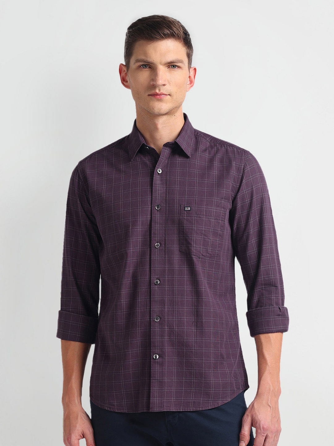 

Arrow Sport Slim Fit Checked Casual Shirt, Purple