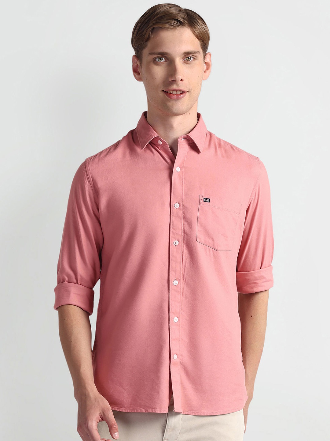 

Arrow Sport Solid Slim Fit Casual Shirt, Pink
