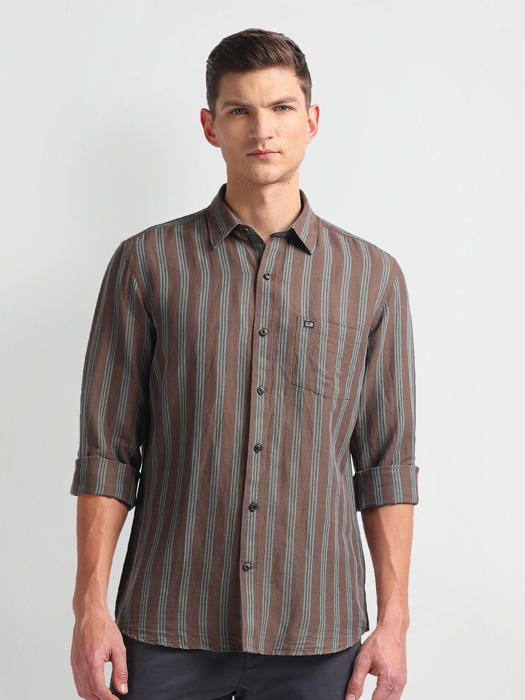 

Arrow Sport Slim Fit Striped Casual Shirt, Brown