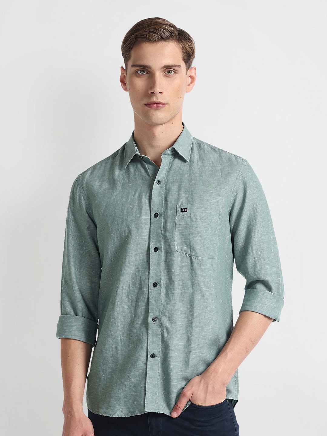 

Arrow Sport Slim Fit Spread Collar Casual Shirt, Green