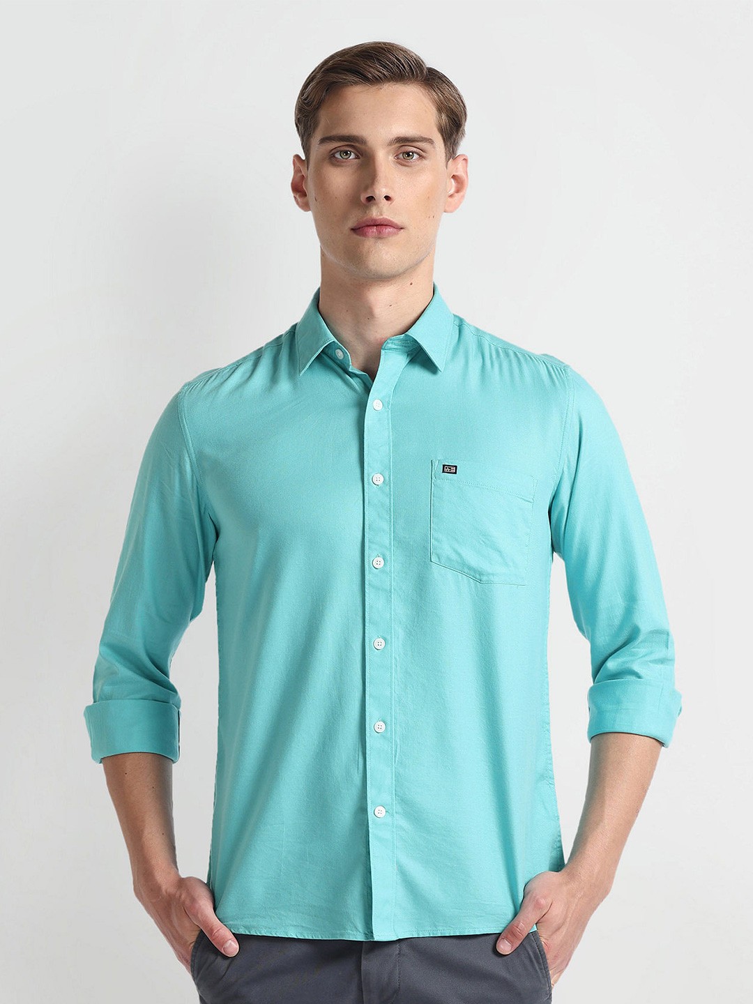 

Arrow Sport Slim Fit Twill Weave Cotton & Modal Casual Shirt, Blue