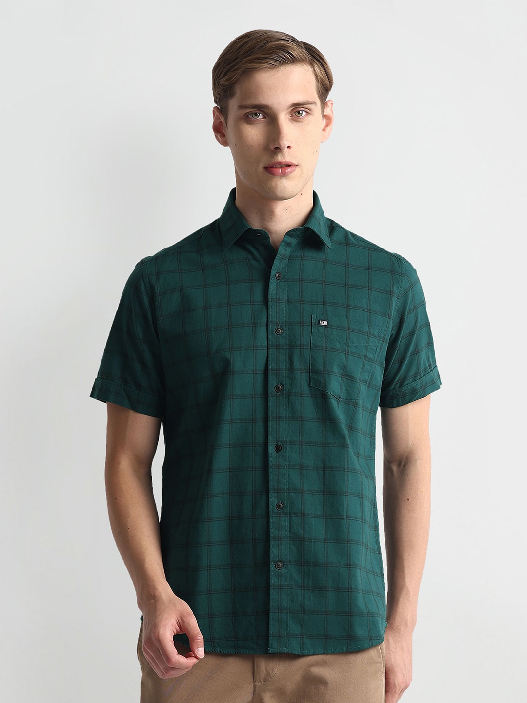 

Arrow Sport Windowpane Checked Casual Shirt, Teal