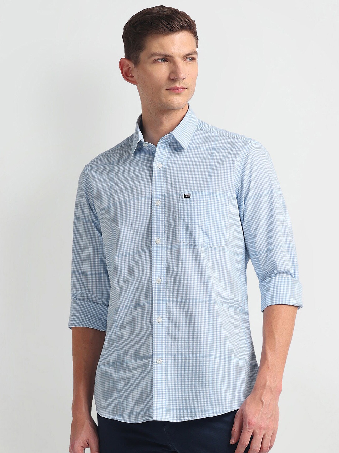 

Arrow Sport Slim Fit Checked Pure Cotton Casual Shirt, Blue
