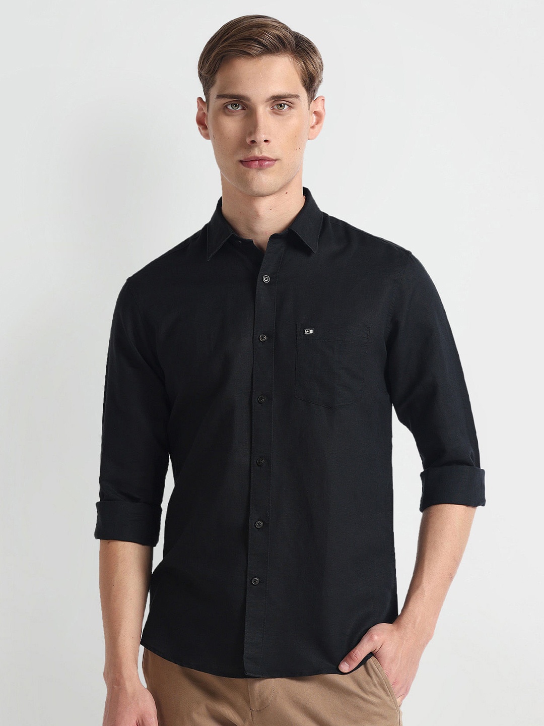

Arrow Sport Slim Fit Spread Collar Casual Shirt, Black
