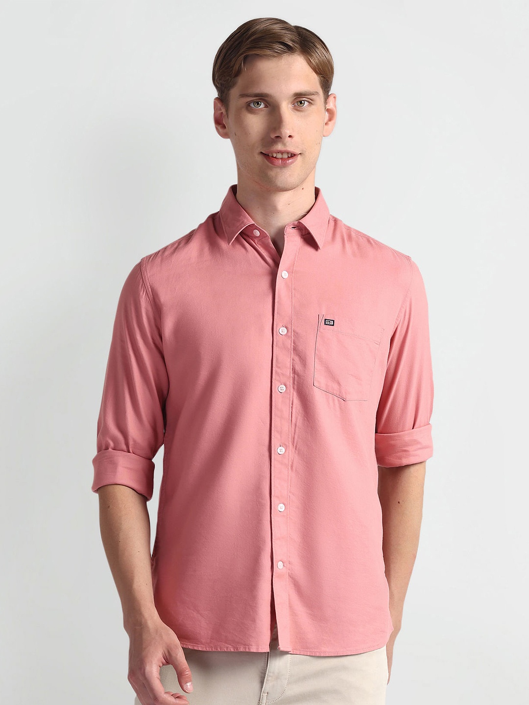 

Arrow Sport Slim Fit Spread Collar Casual Shirt, Pink