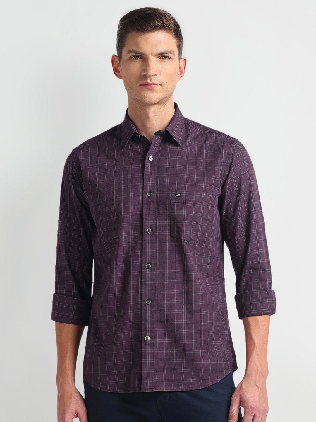 

Arrow Sport Slim Fit Gingham Checked Casual Shirt, Purple