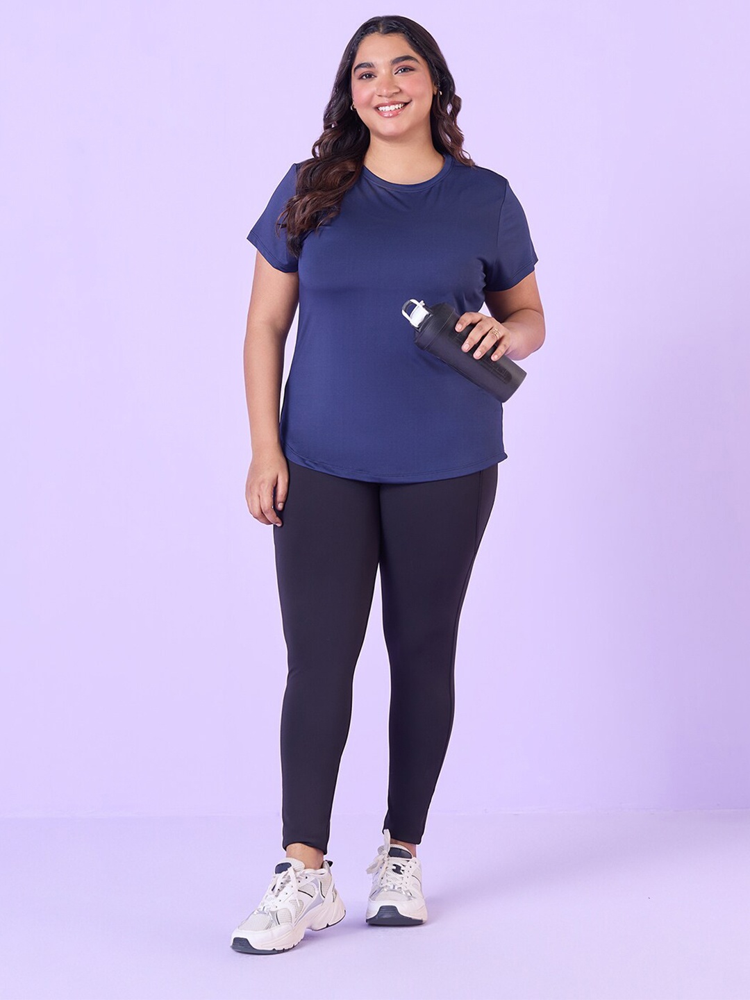 

Big Hello - The Plus Life Round Neck Sports T-shirt, Navy blue