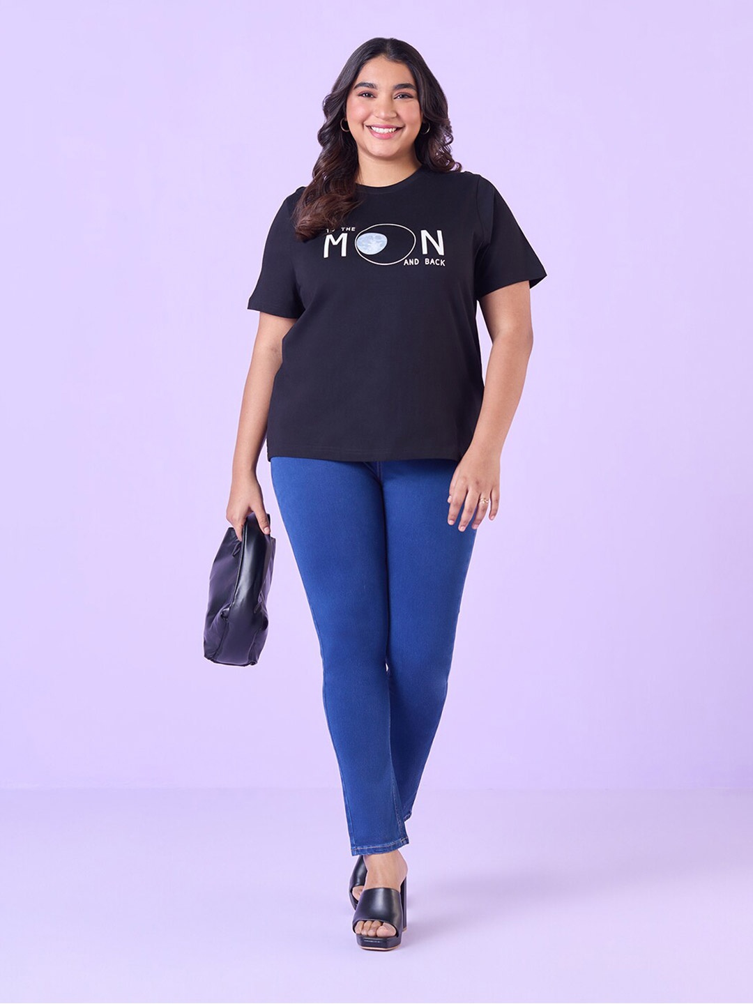 

Big Hello - The Plus Life Typography Printed Cotton T-shirt, Black