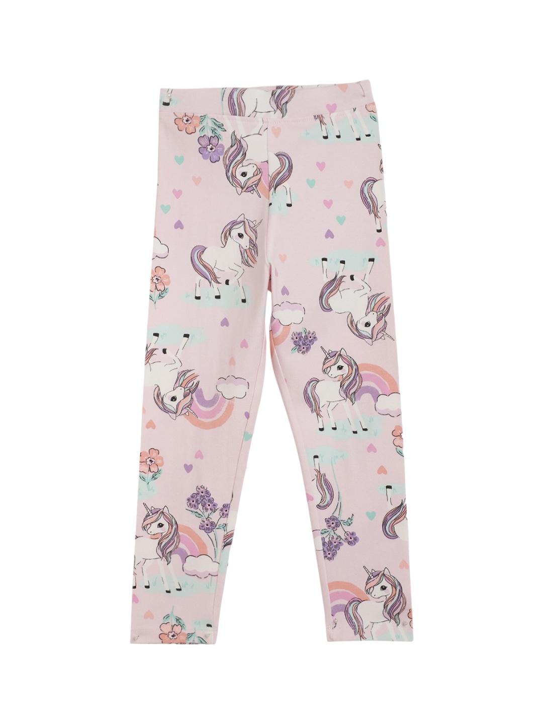 

Anthrilo Girls Unicorn Printed Ankle Length Leggings, Pink