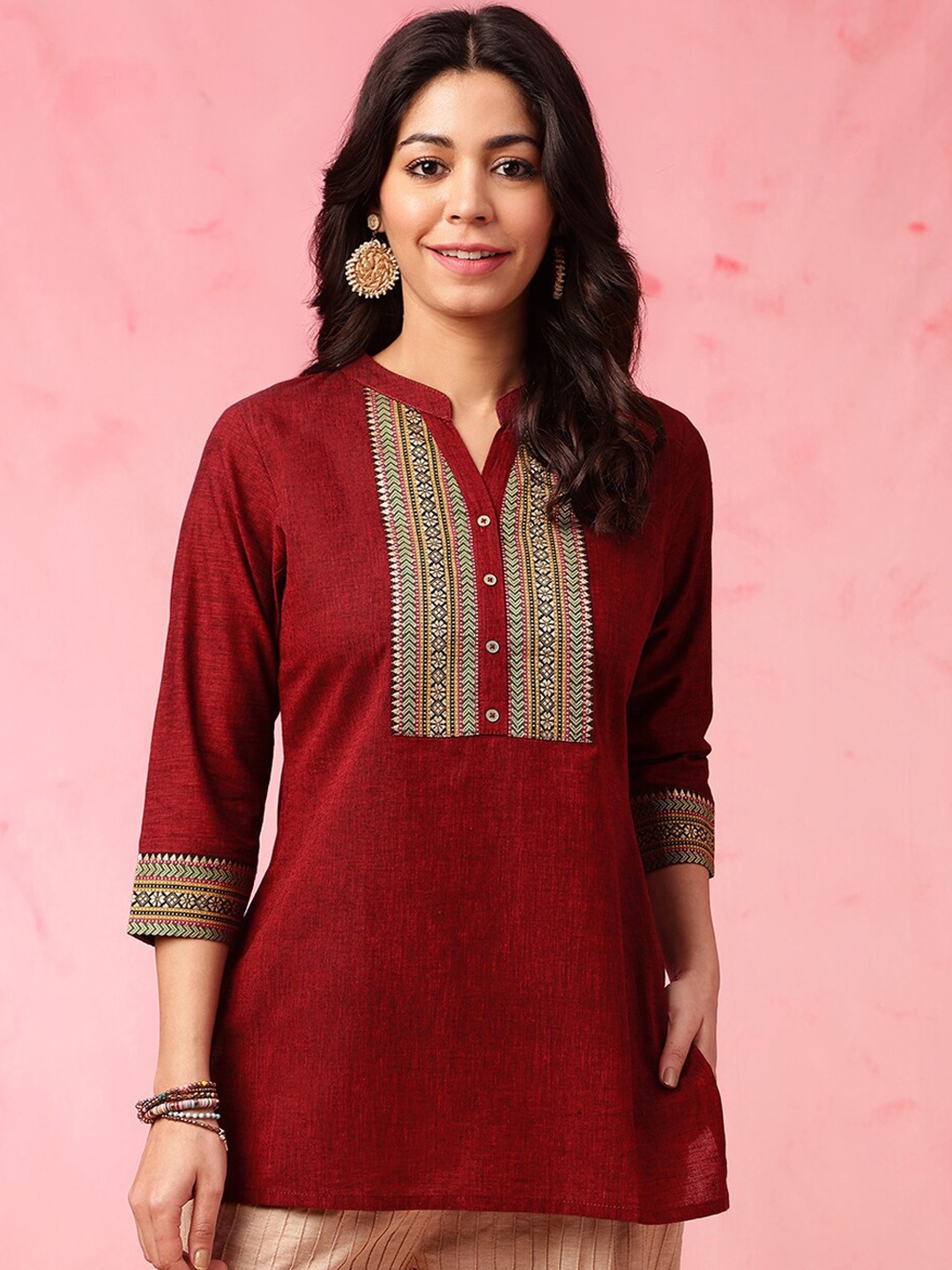 

Anouk Women Mirror Work Kurta, Maroon
