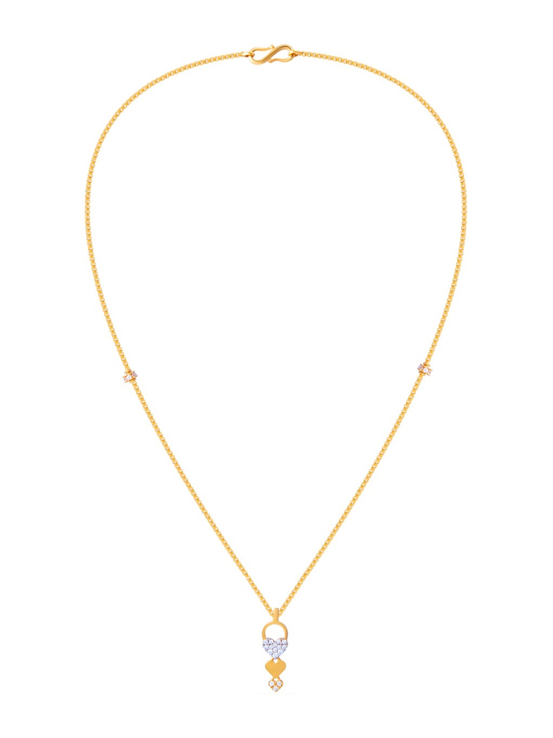 

BHIMA 22K Hallmark 916 Purity Yellow Gold Heart Stone Necklace