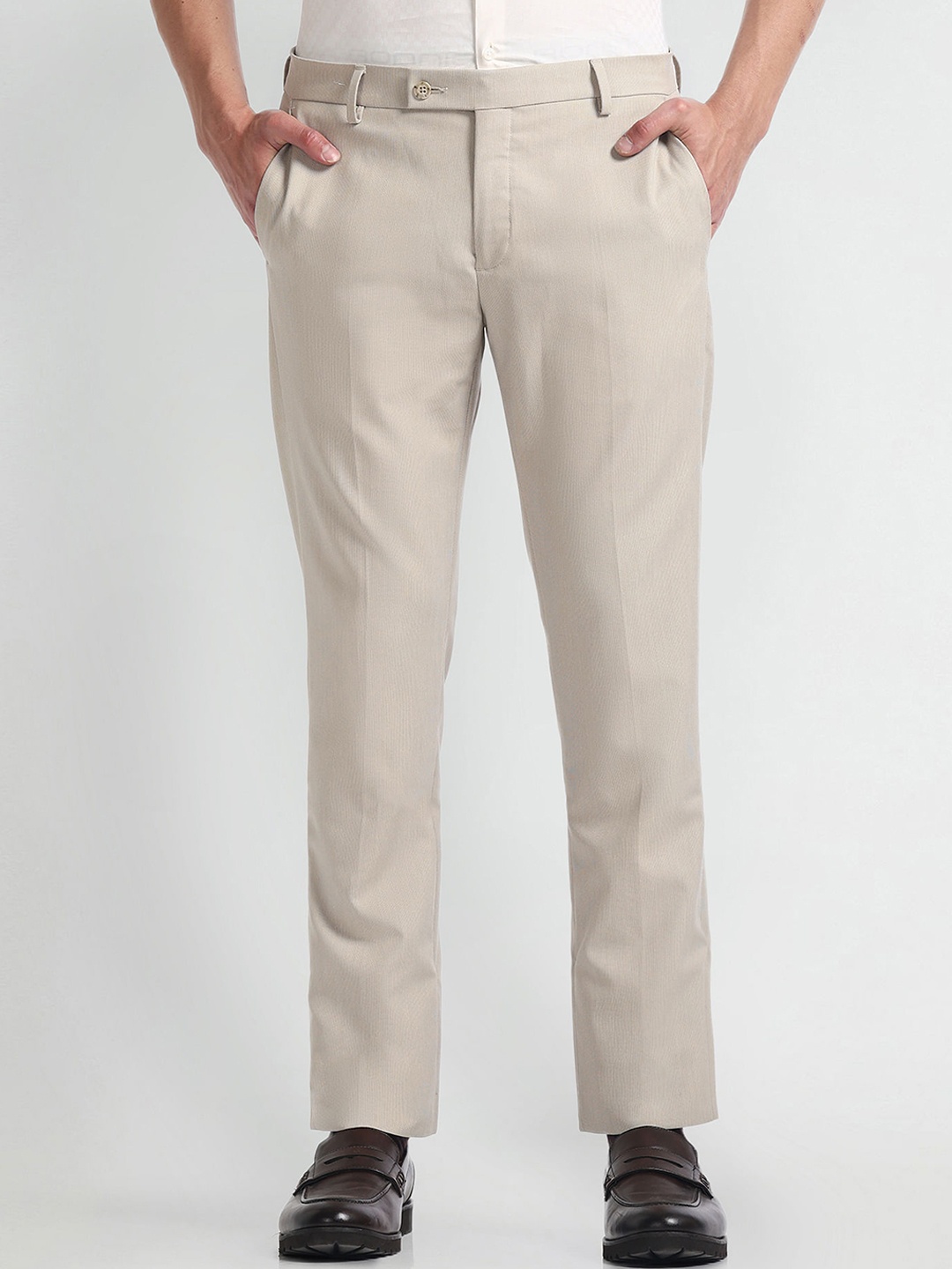 

Arrow Men Slim Fit Formal Trousers, Beige