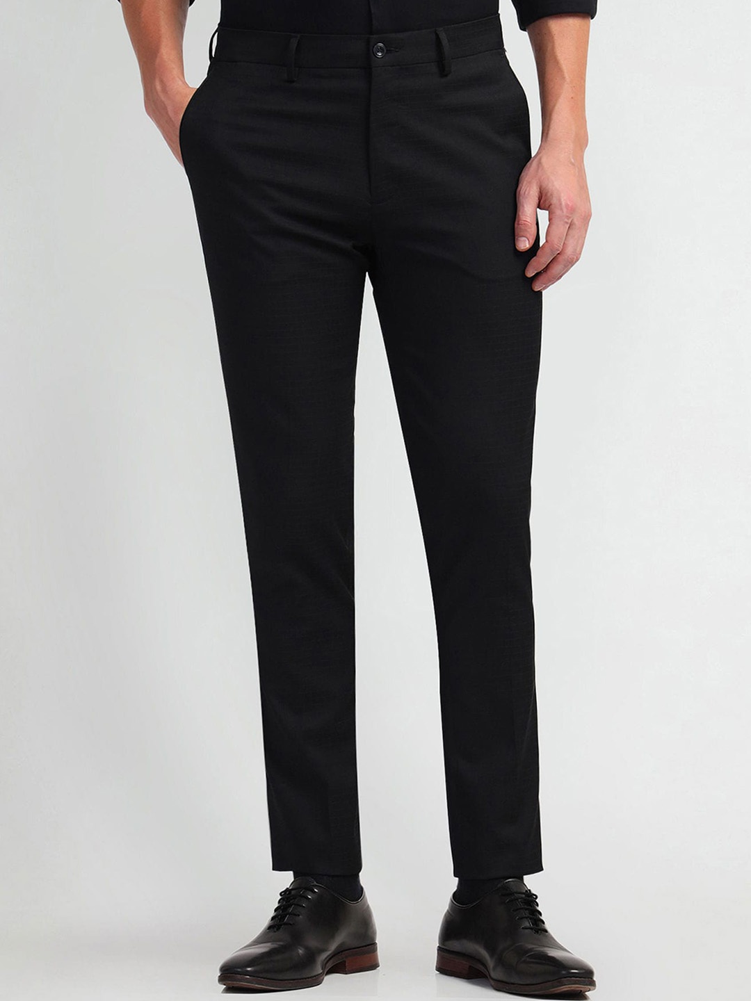 

Arrow New York Men Smart Slim Fit Formal Trousers, Black
