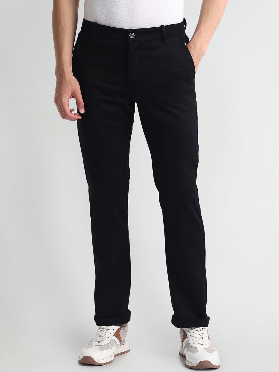 

Arrow Sport Men Slim Fit Autoflex Chinos Trouser, Black