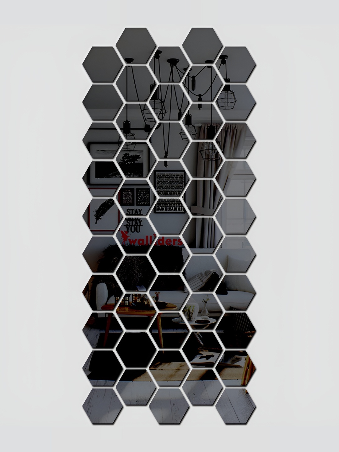 

Wall1ders Black 50 Pieces Hexagon-shaped 3D Acrylic Mirror Wall Stickers