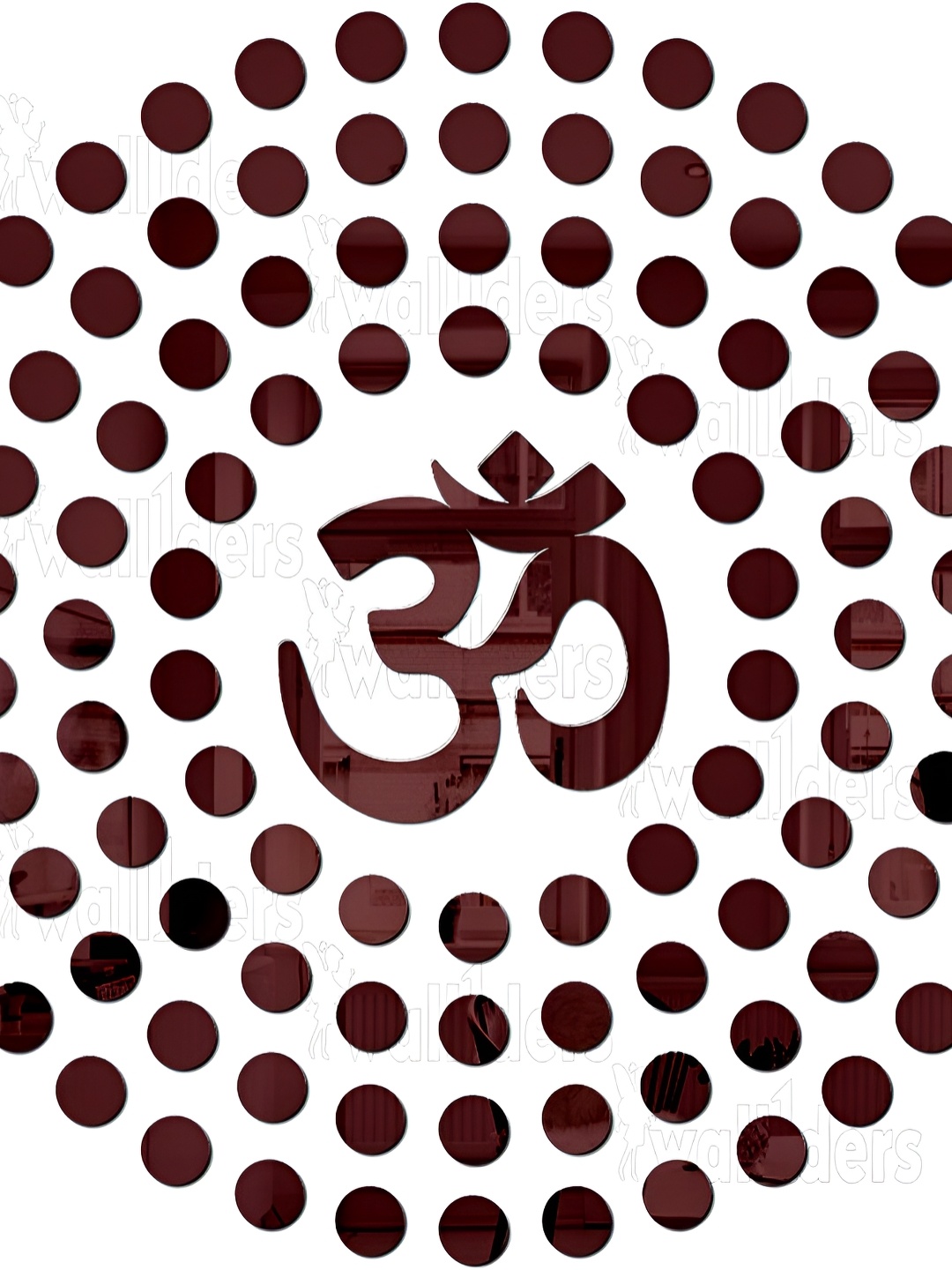 

Wall1ders Brown 101 Pieces Om with Dots 3D Acrylic Mirror Wall Stickers
