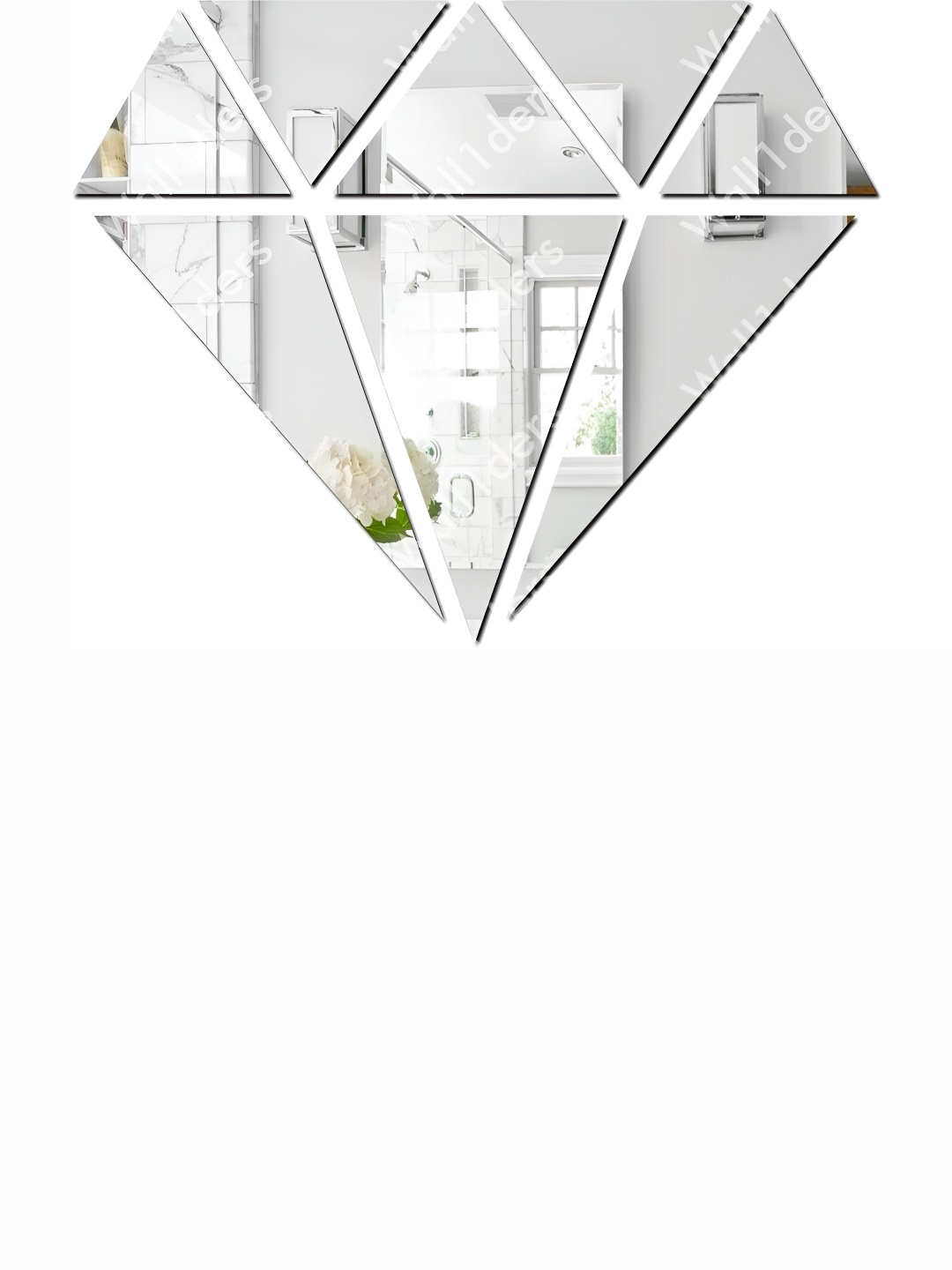 

Wall1ders SilverToned Diamond Shaped 3D Acrylic Mirror Wall Sticker, Silver
