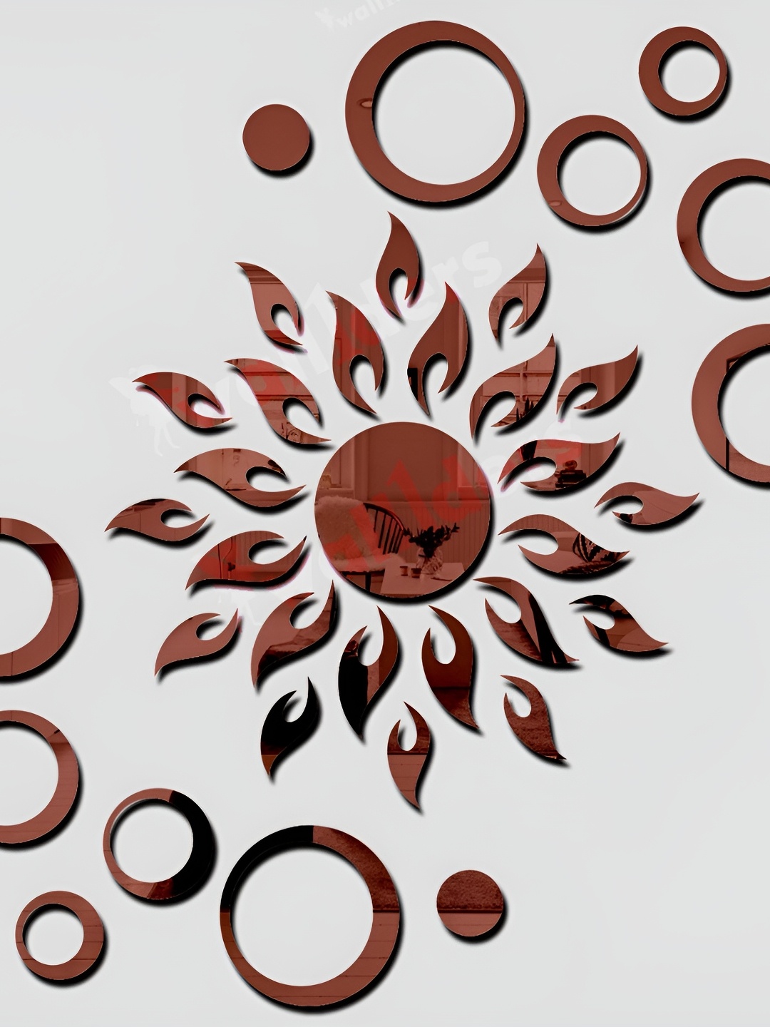 

Wall1ders Brown 2 Pieces Sun & Ring 3D Acrylic Mirror Wall Stickers