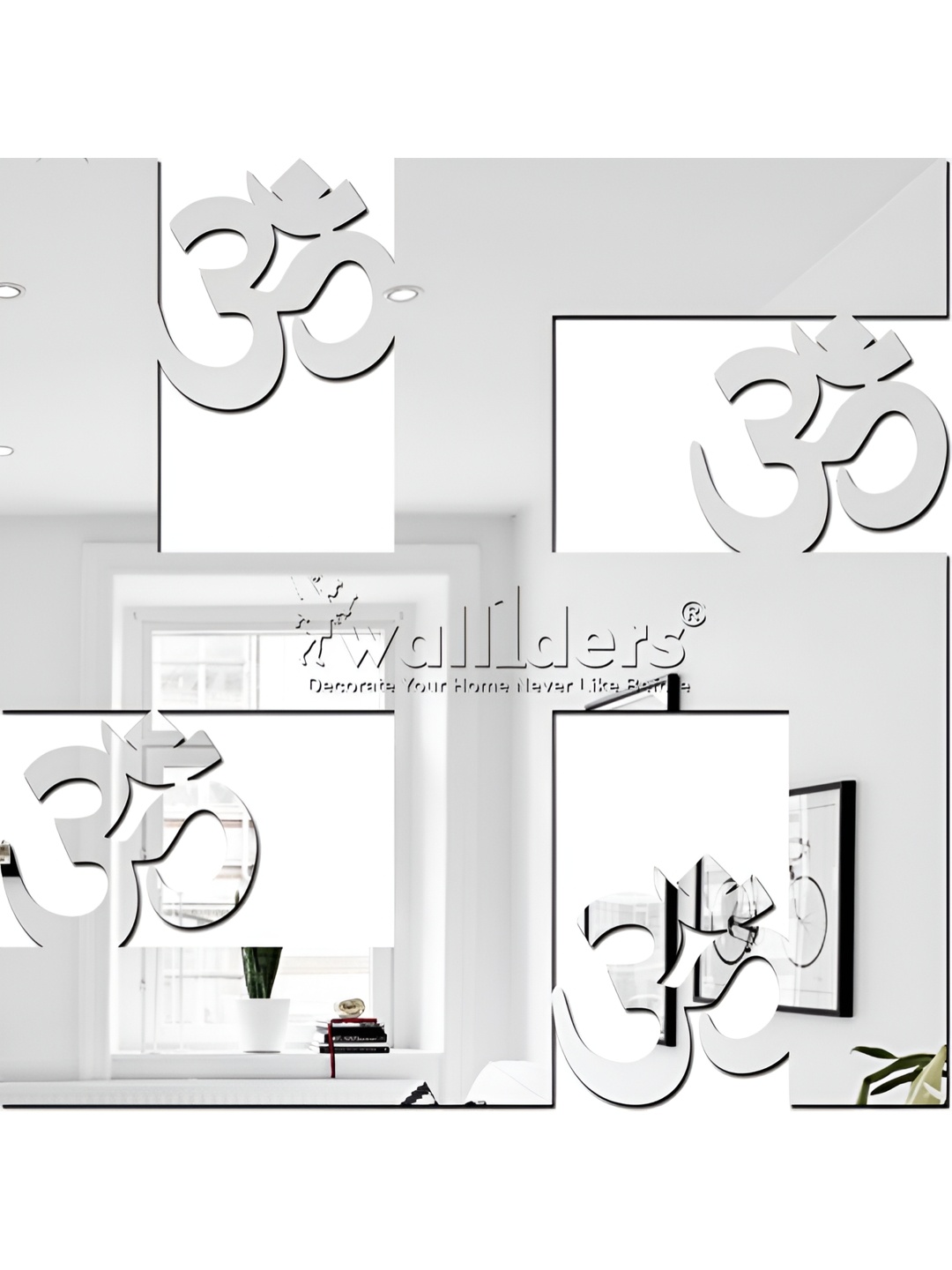 

Wall1ders Silver Toned Om & Swastik Shaped 3D Acrylic Mirror Wall Sticker