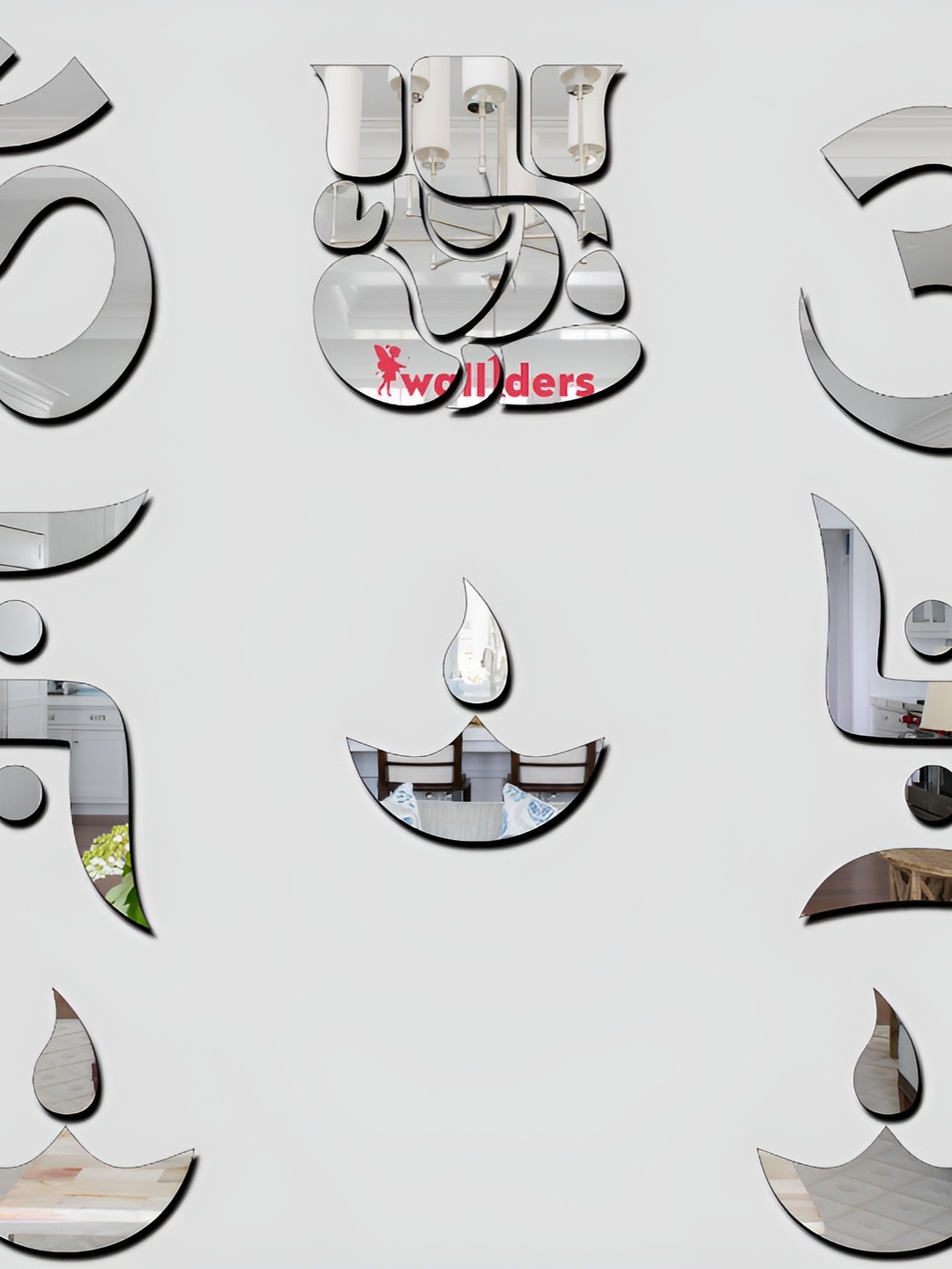 

Wall1ders Silver Toned Ganesha 3D Acrylic Mirror Wall Stickers