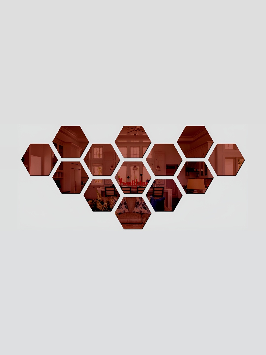 

Wall1ders Brown 13 Pieces Hexagon 3D Mirror Wall Stickers