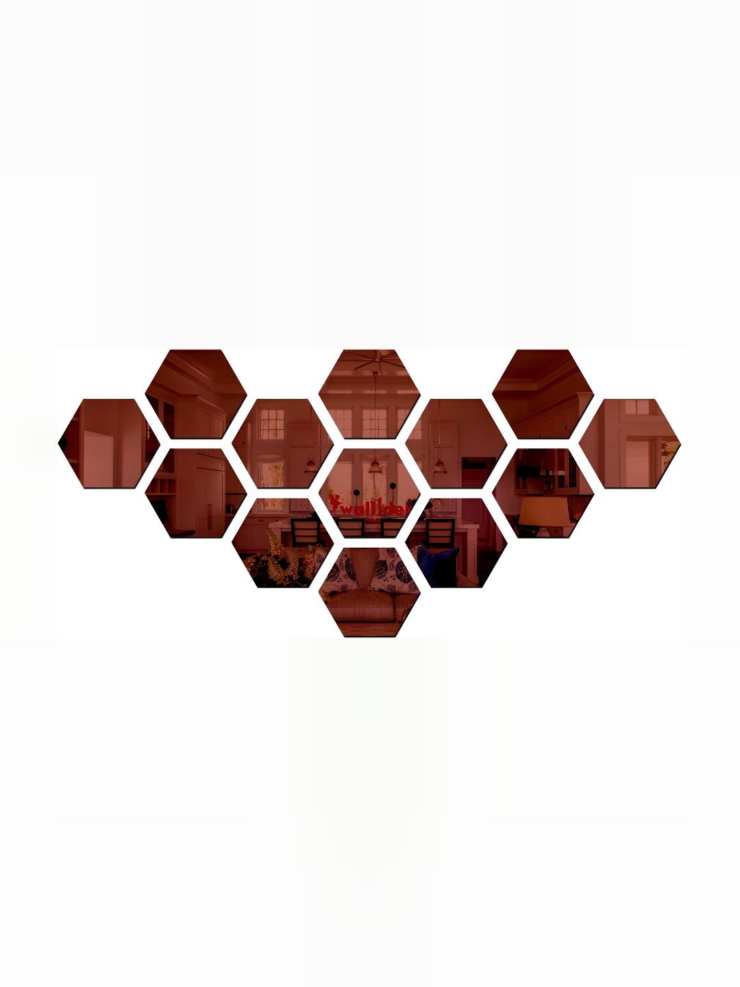 

Wall1ders Brown 13 Pieces Hexagon 3D Mirror Wall Stickers