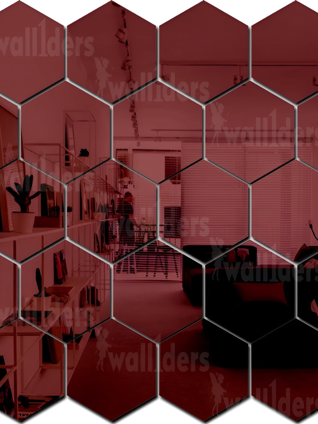 

Wall1ders Brown 28 Pieces Hexagon 3D Mirror Wall Stickers