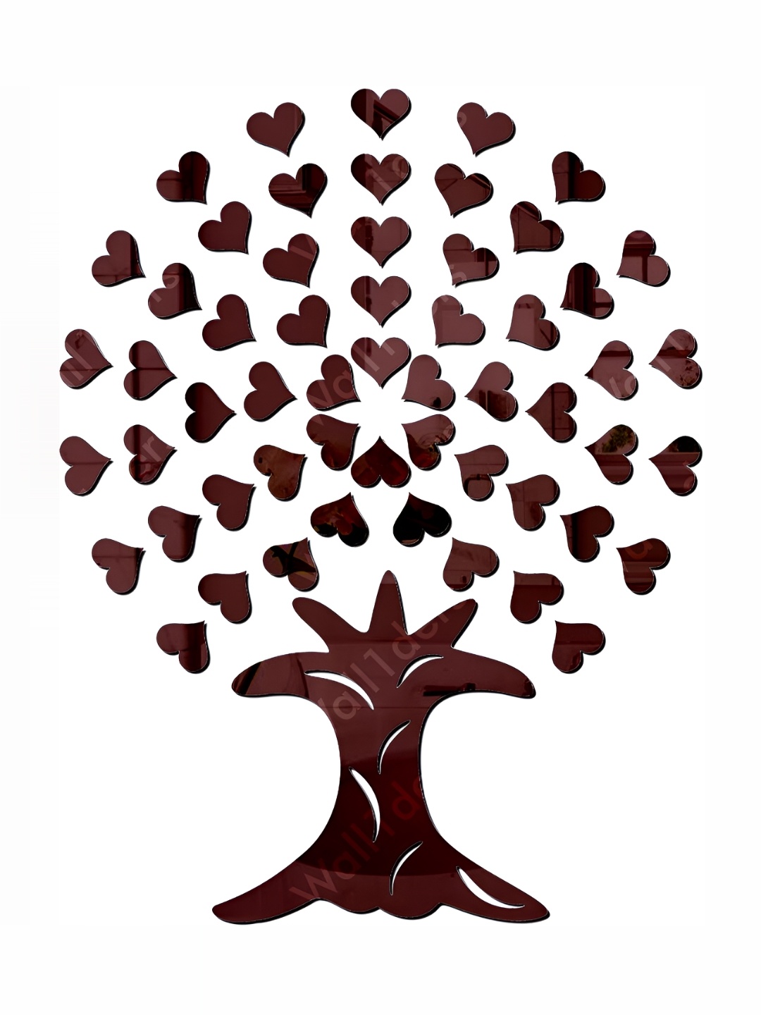

Wall1ders Brown Tree with 50 Heart 3D Mirror Wall Stickers