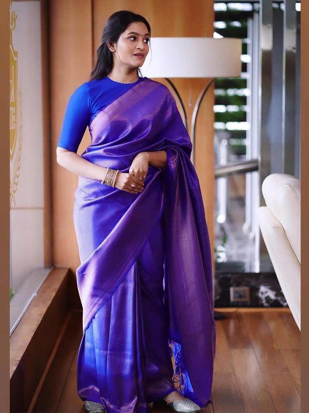 

STH Ethnic Woven Design Zari Pure Silk Banarasi Saree, Blue