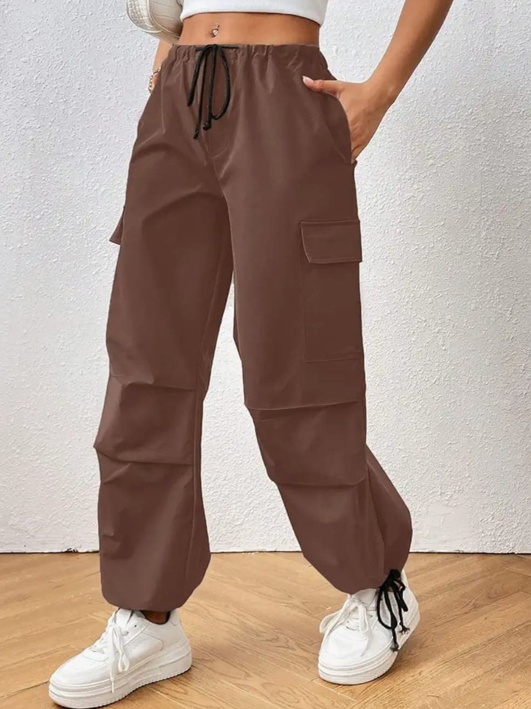 

Next One Women Smart Baggy Fit Parachute Trousers, Brown