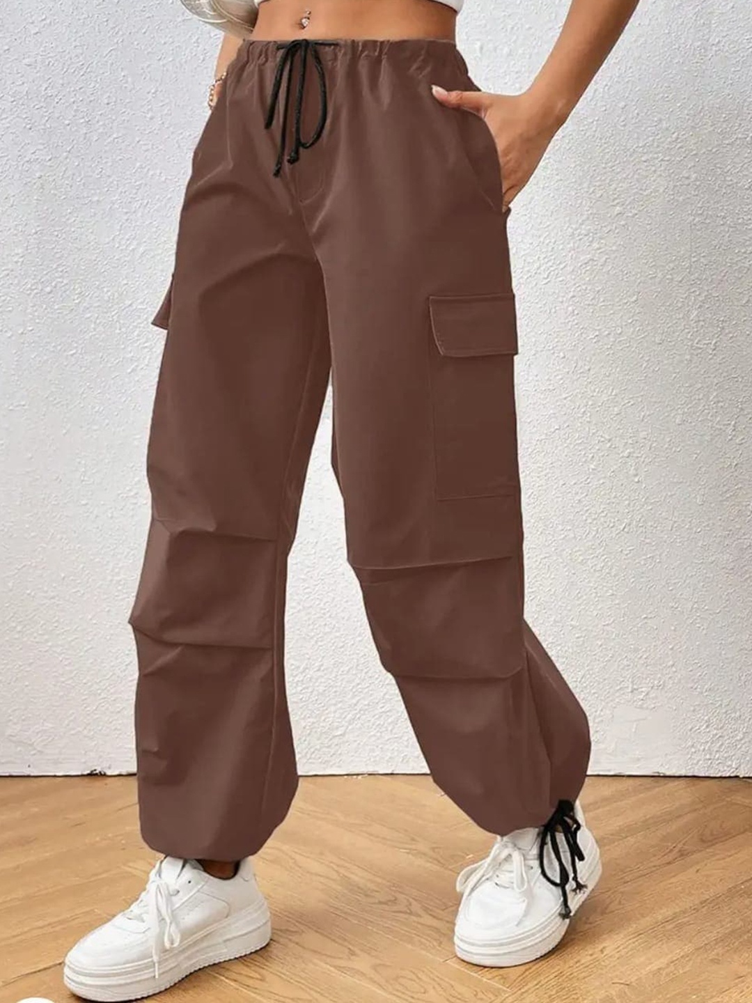 

Next One Women Baggy Fit Parachute Trousers, Brown