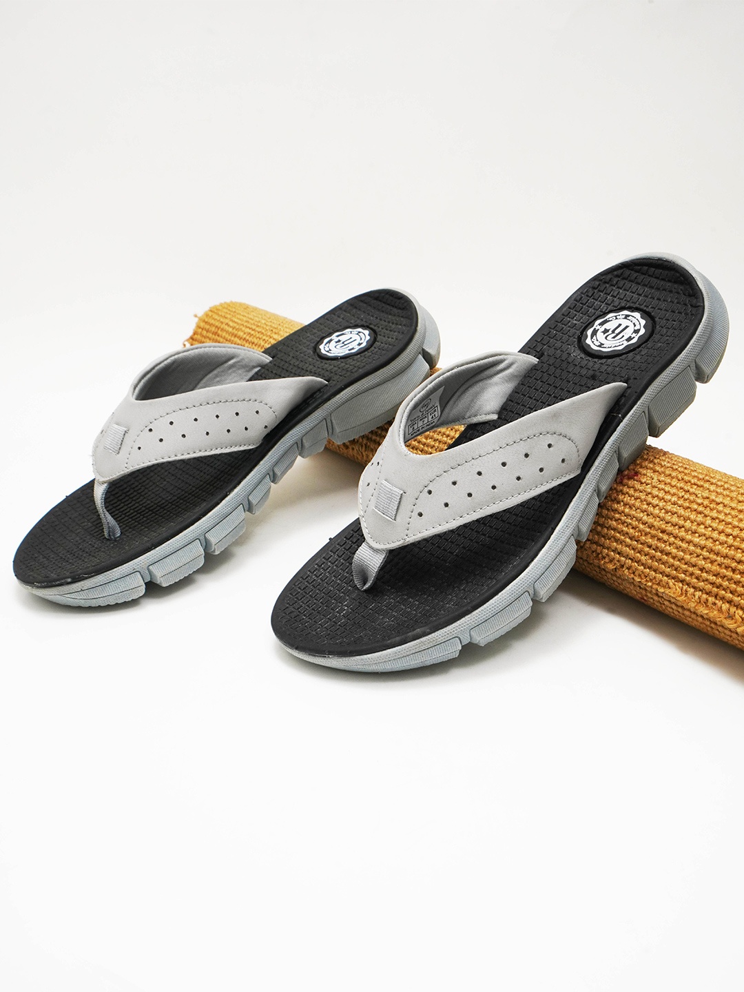 

The Roadster Lifestyle Co. Men Perforated Thong Flip Flops, Grey