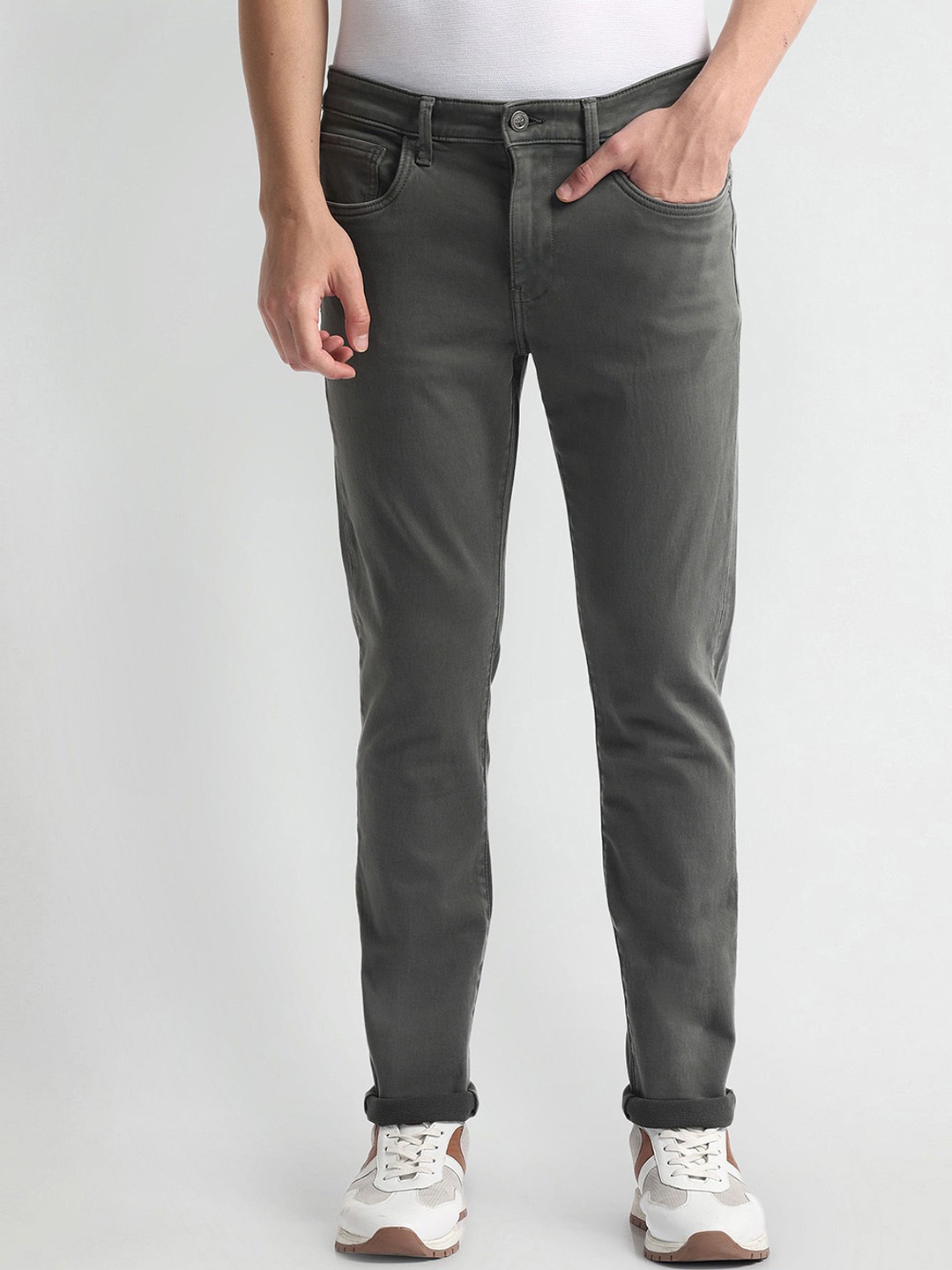 

Arrow Sport Men Slim Fit Mid-Rise Clean Look Stretchable Jeans, Green
