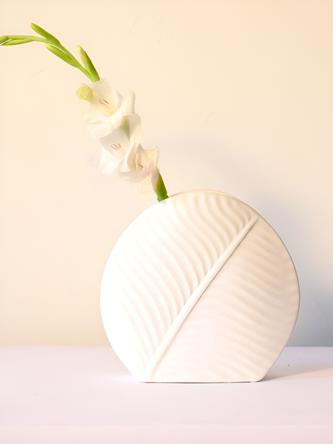 

Morcee White Leaf Textured Ceramic Vase