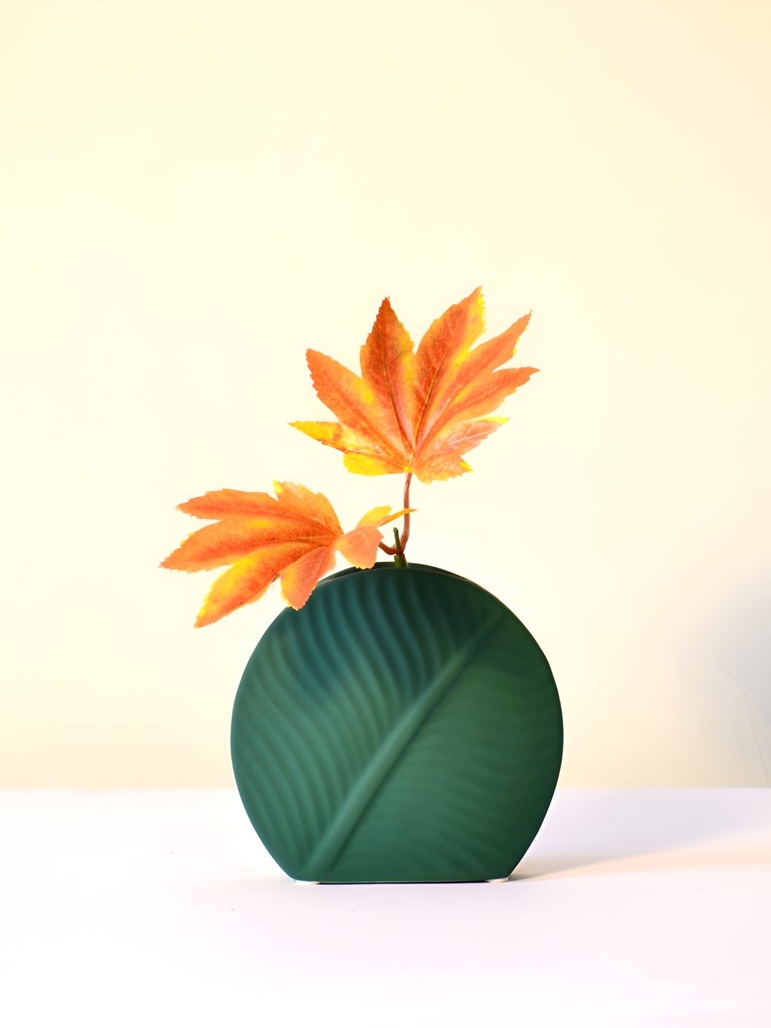 

Morcee Green Textured Ceramic Leaf Vase