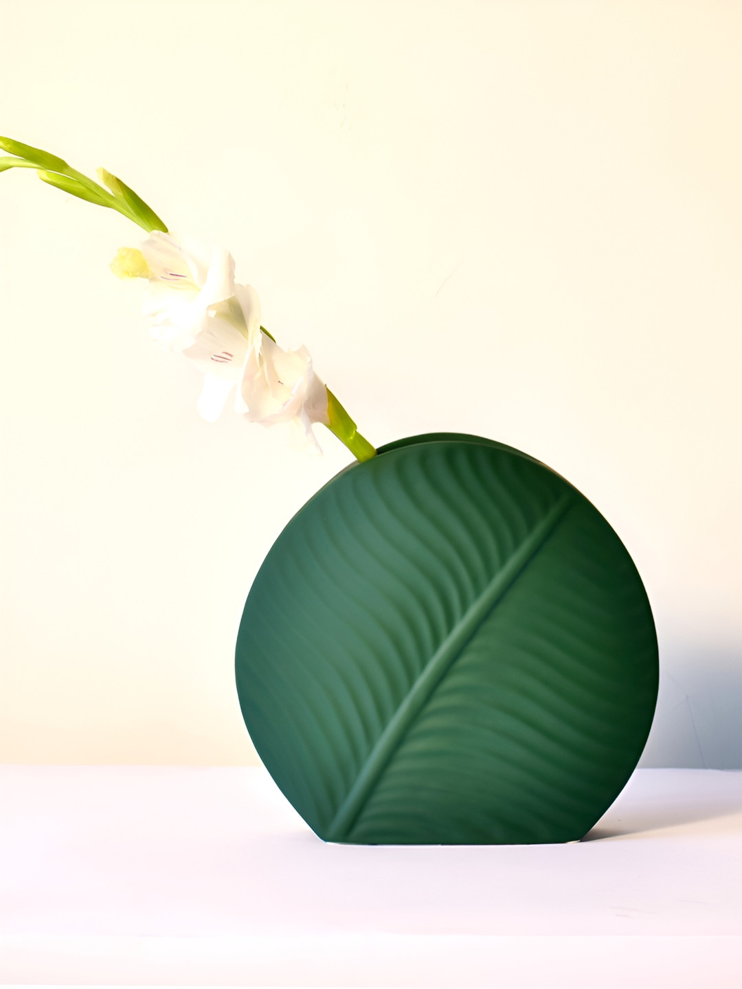 

Morcee Green Textured Ceramic Leaf Vase