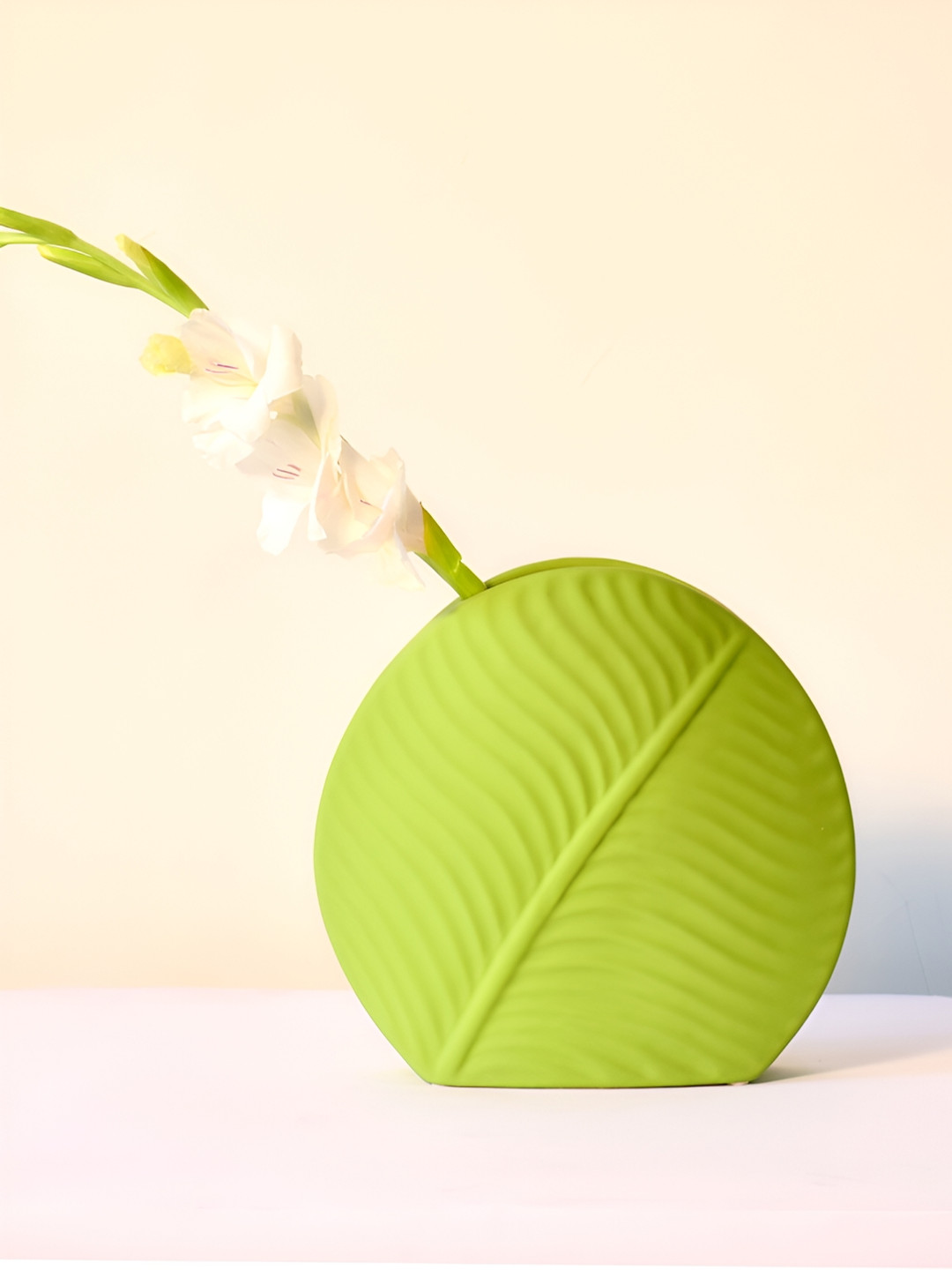 

Morcee Green Textured Ceramic Leaf Vase