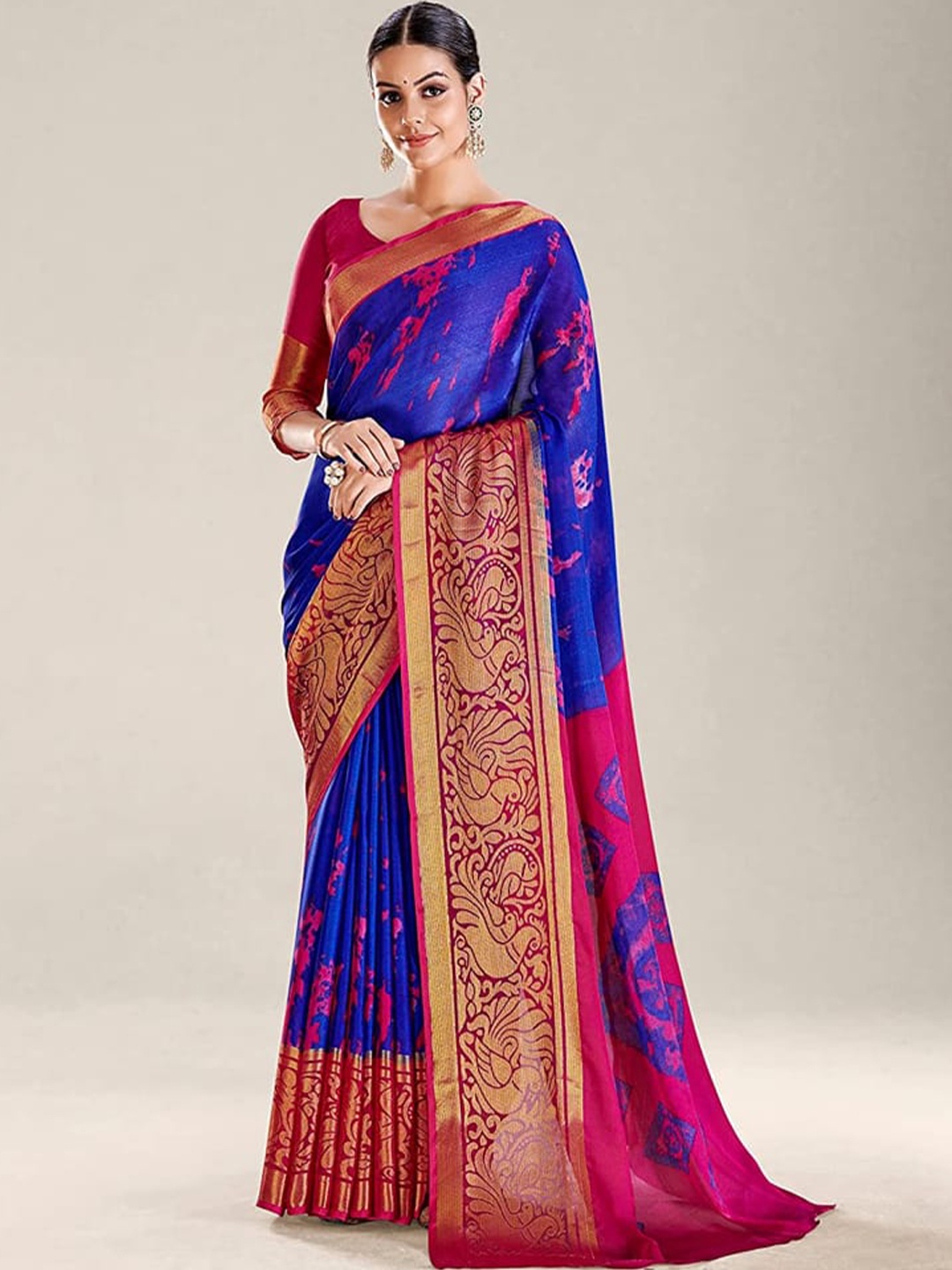 

Marabout Ethnic Motifs Woven Design Zari Banarasi Saree, Navy blue