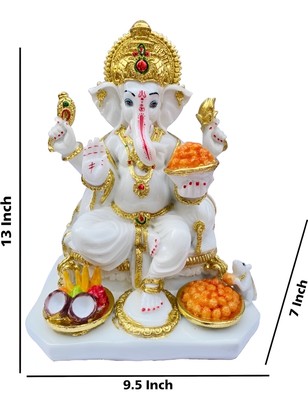 

krishnagallery1 White & Gold-Toned Ganesh Beautiful Statue Showpiece