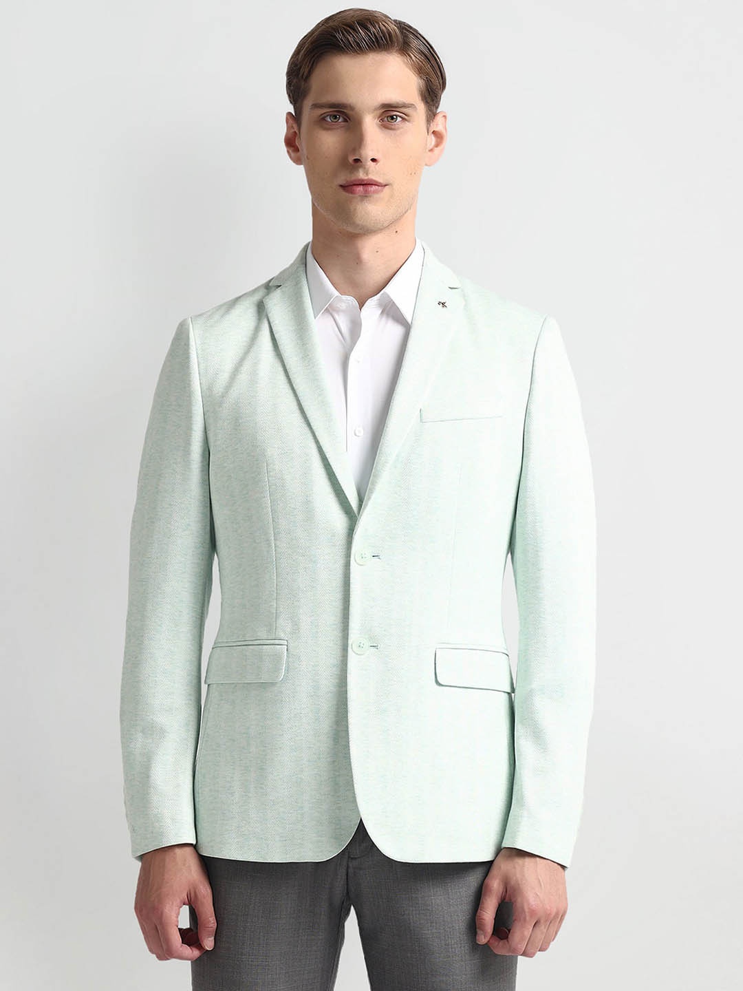 

Arrow Self-Design Slim-Fit Single-Breasted Blazer, Green