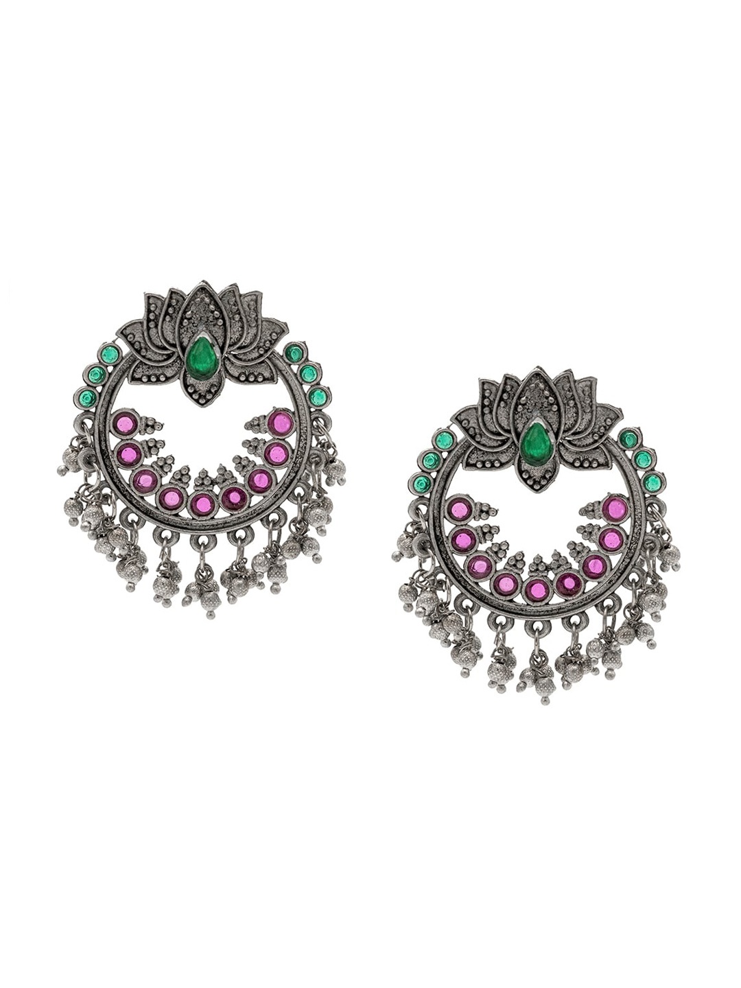 

Shining Jewel - By Shivansh Contemporary Hoop Earrings, Silver