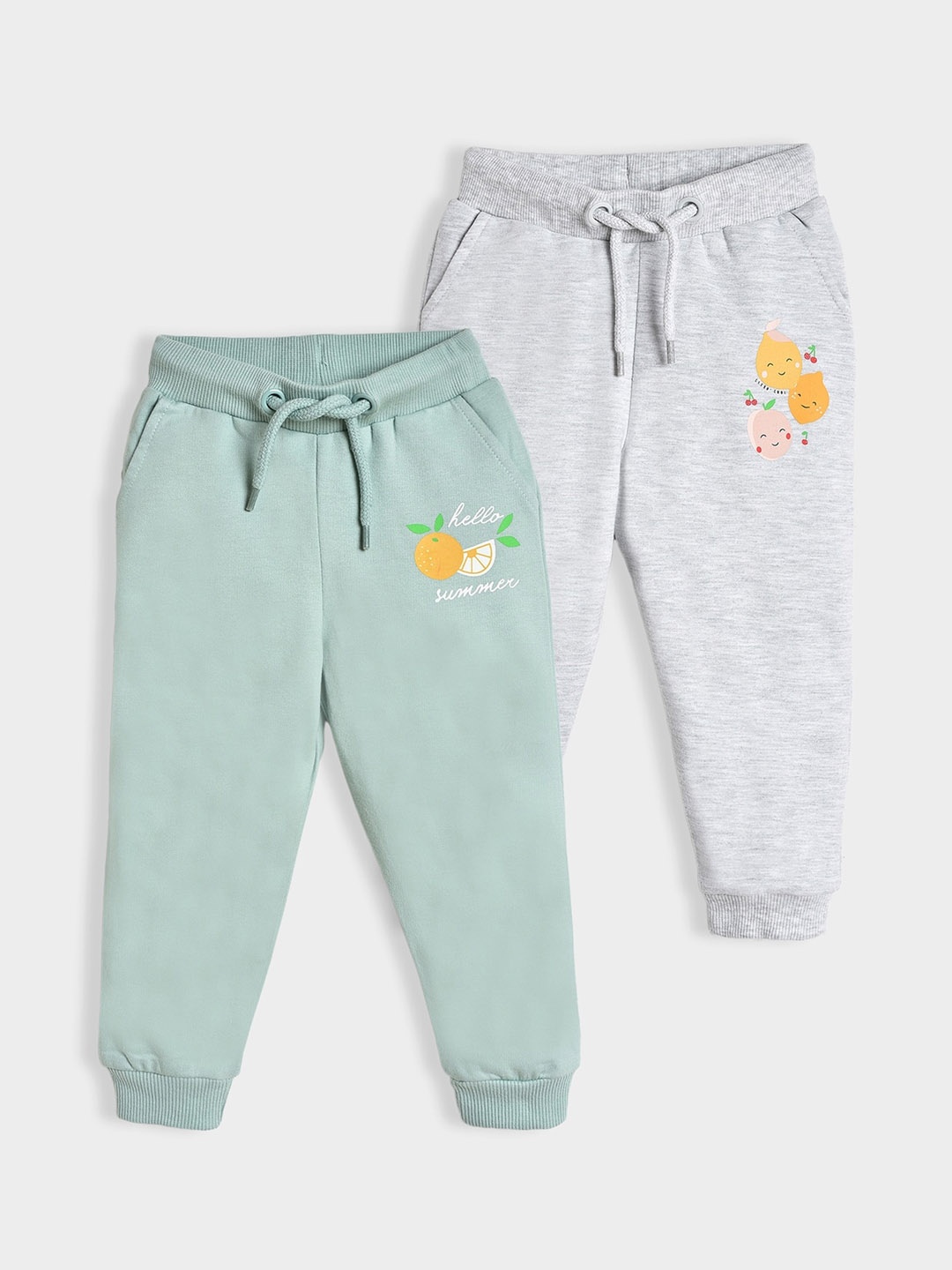 

MiArcus Kids Pack Of 2 Cotton Joggers, Sea green