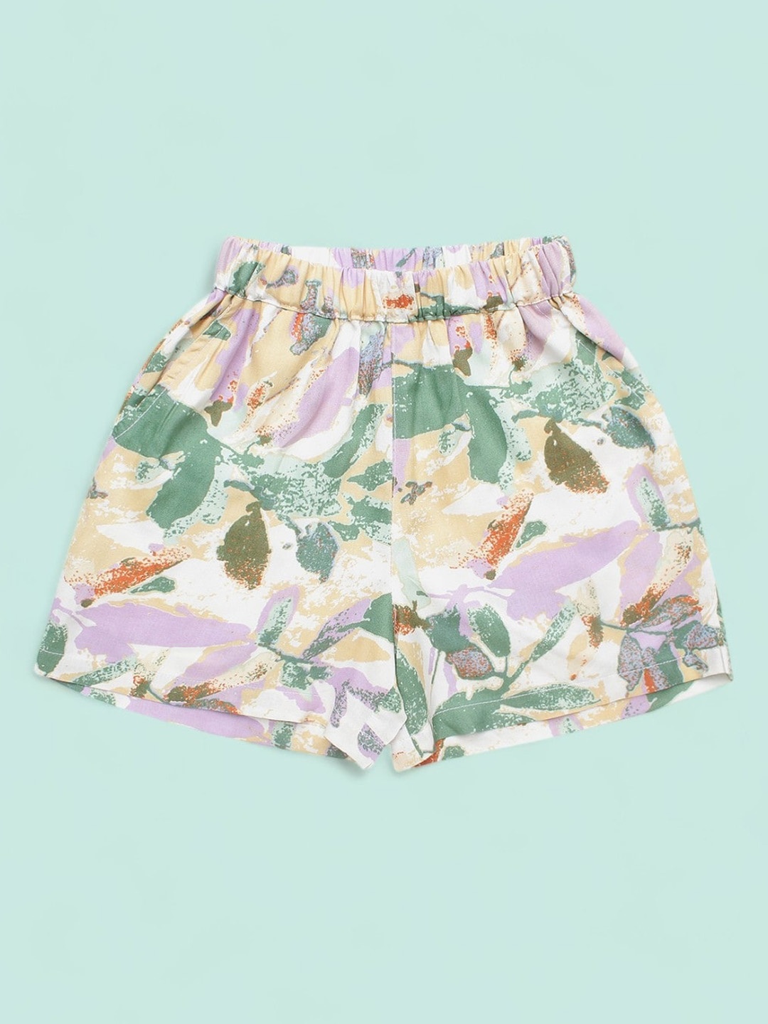 

Superminis Boys Relaxed Fit Mid-Rise Floral Printed Shorts, Green