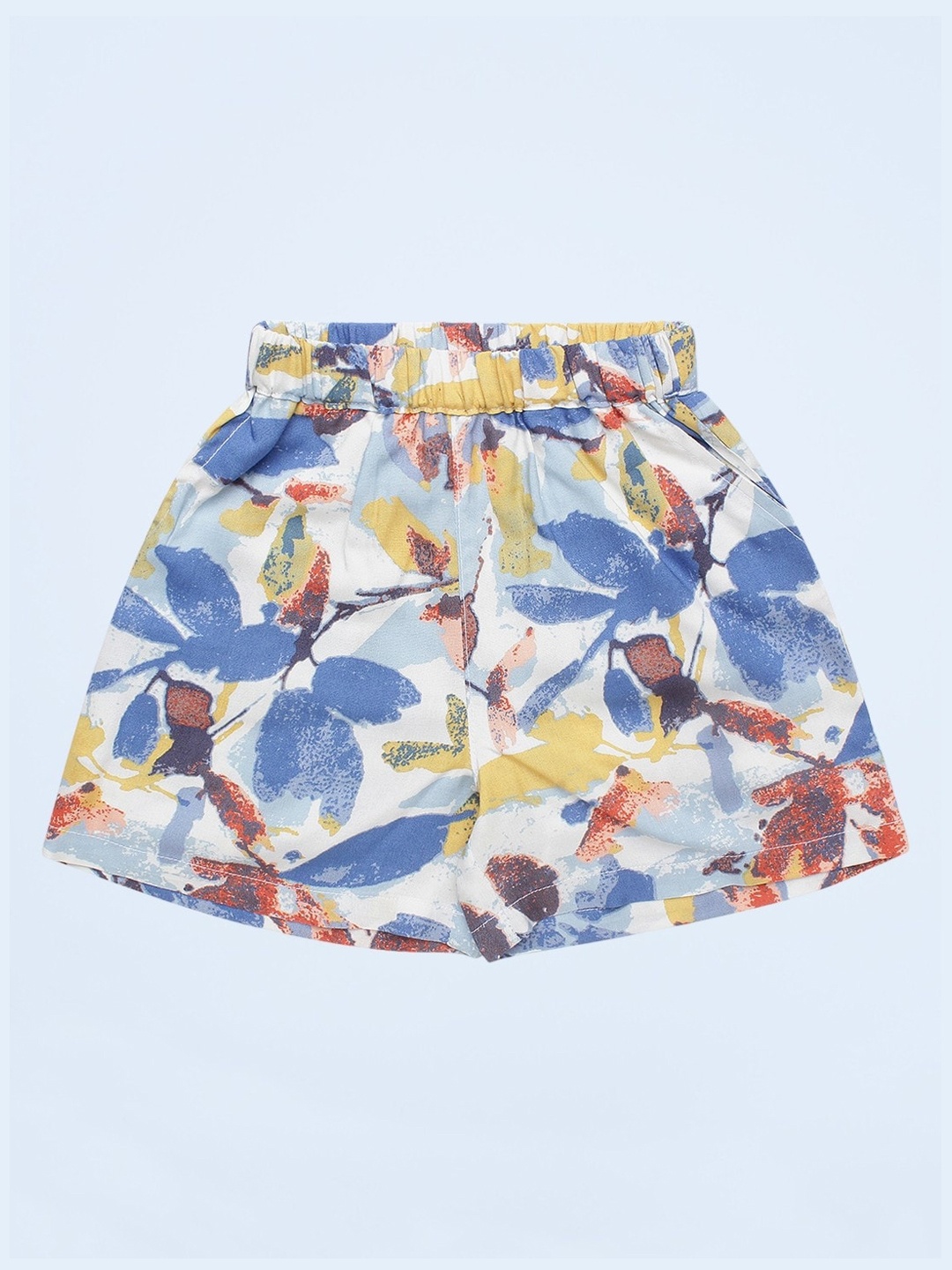 Superminis Boys Floral Printed Mid-Rise Relaxed Fit Shorts, Blue